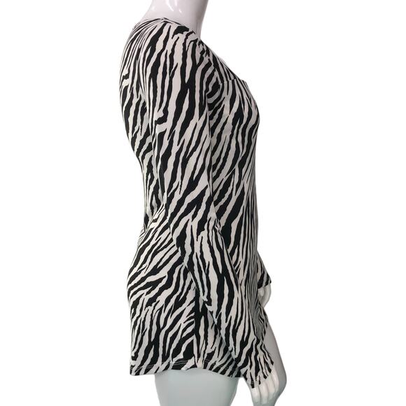 LEL Long Elegant Legs Womens Sz M Zebra Print Tunic Top Stretch Square Neck VTG - Picture 9 of 14